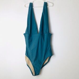 J Crew bathing suit women green 14 classic